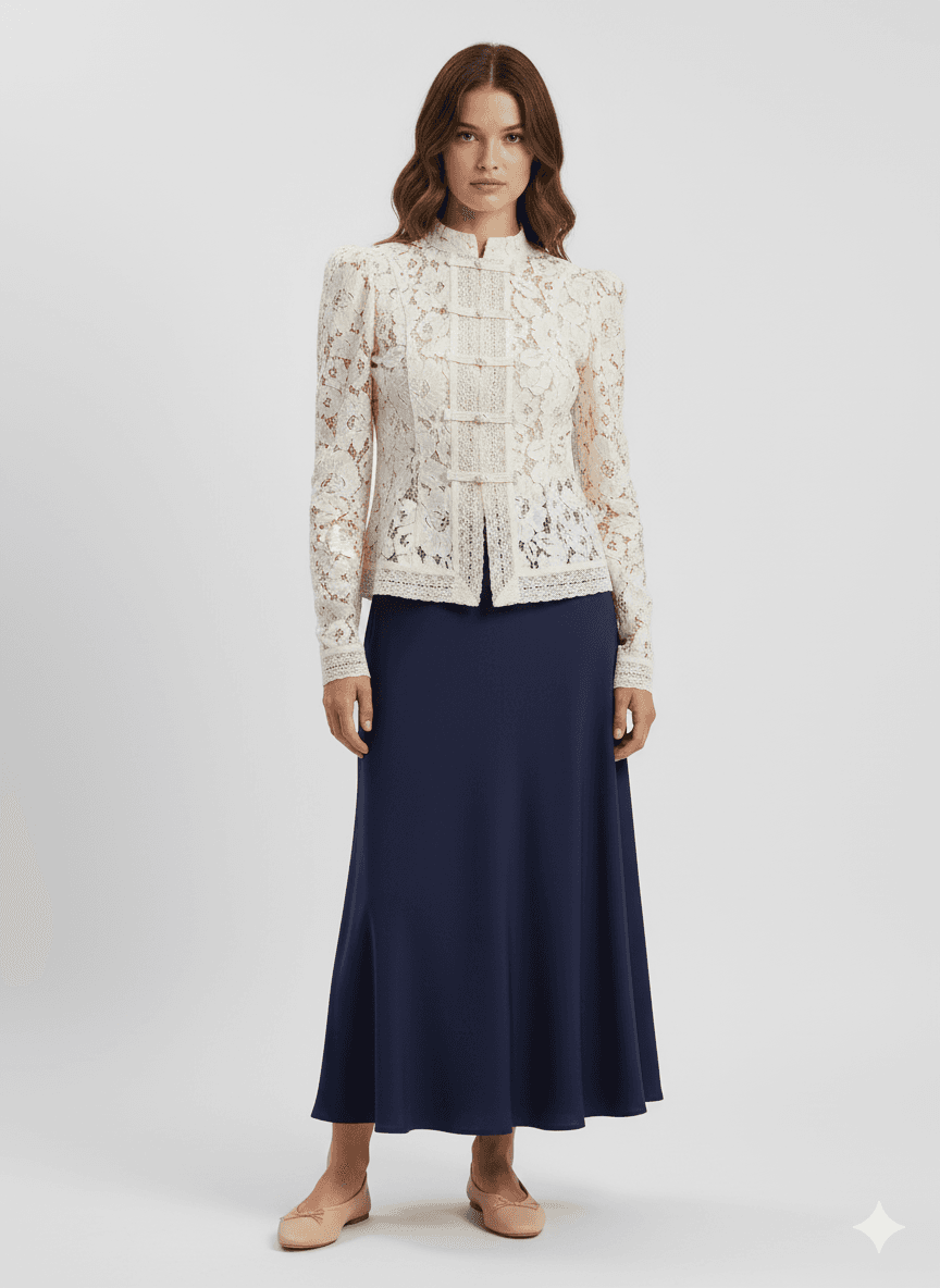 Chemisier blanc romantique en dentelle - image 1