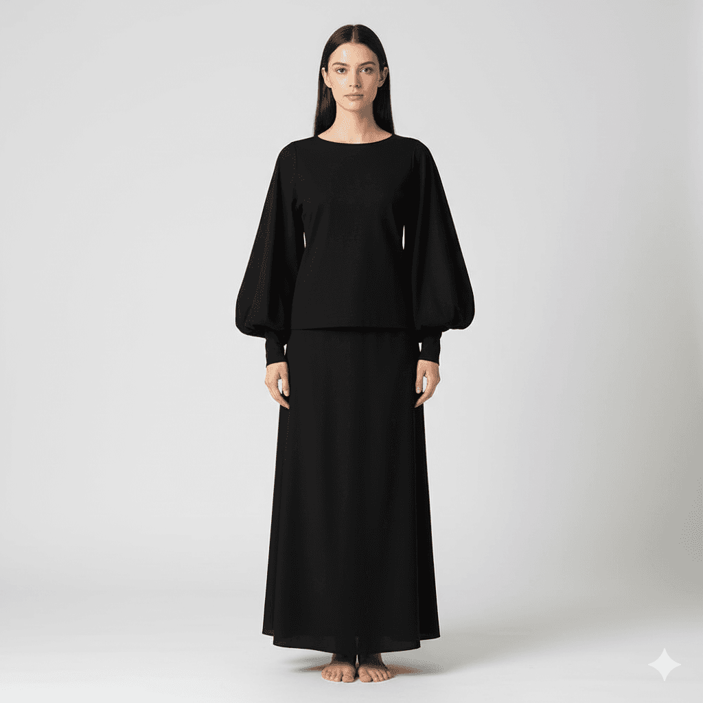 Haut noir fluide manches larges - image 1