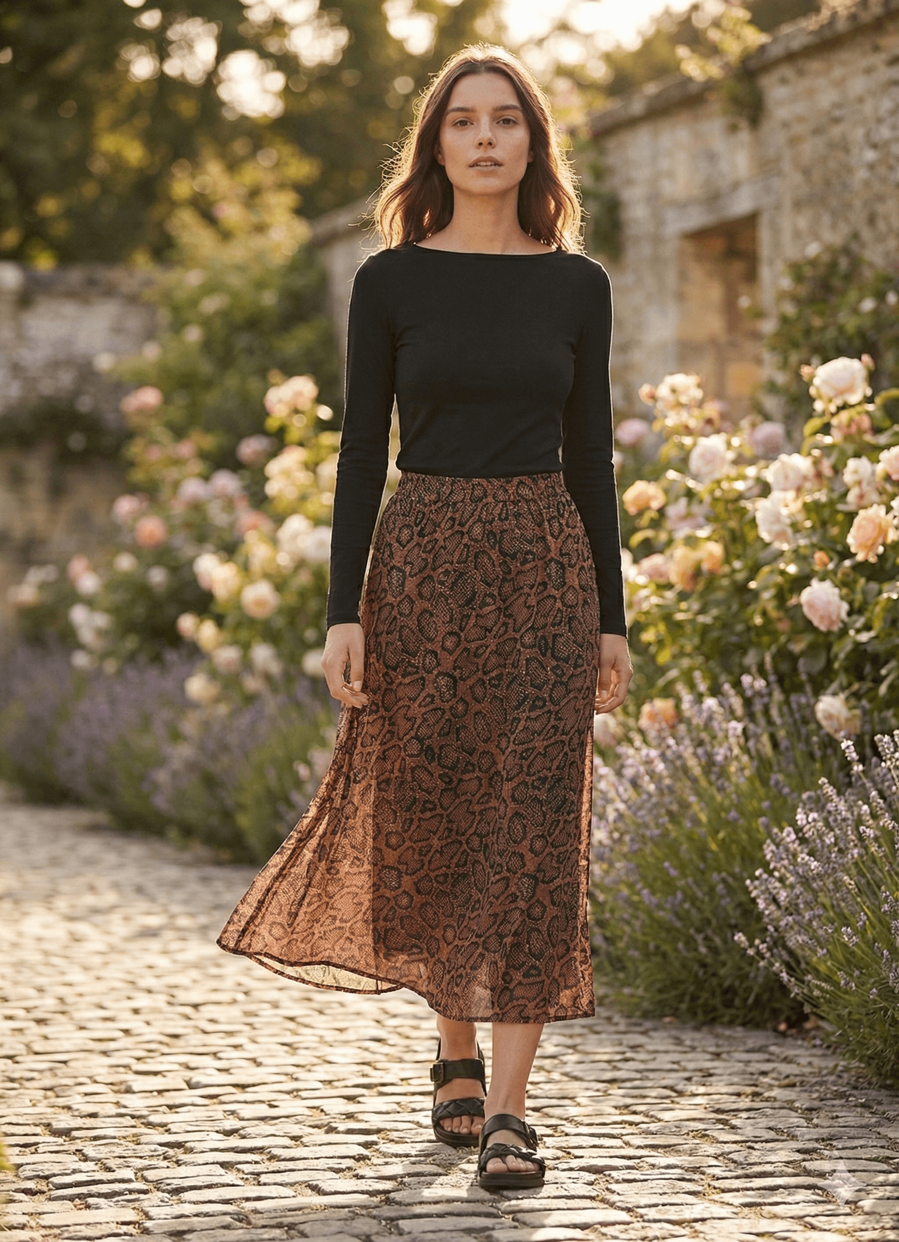 Jupes longues taille haute à imprimé Python Tsniout - image 1