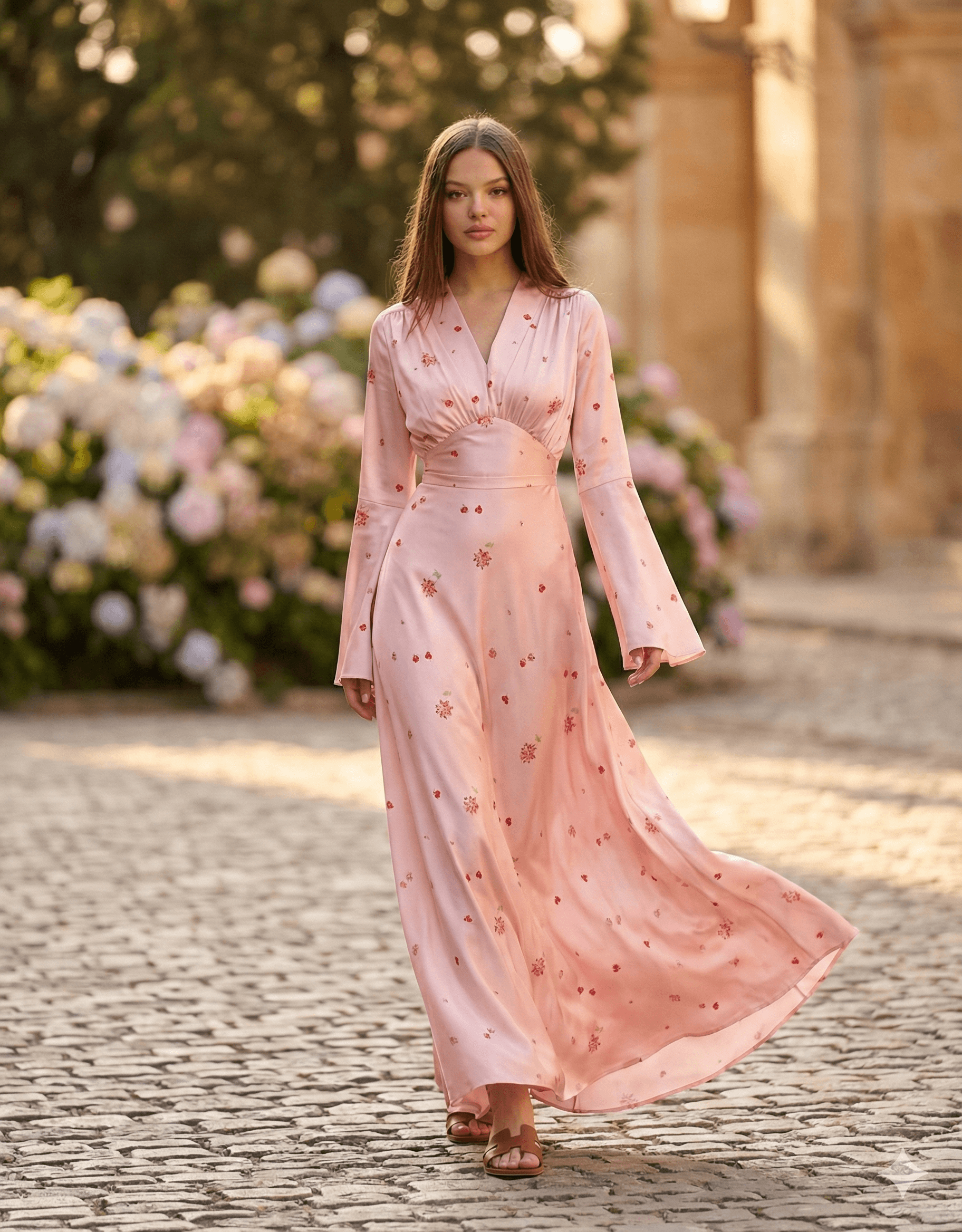 Robe Longue en satin imprimé Tsniout - image 1