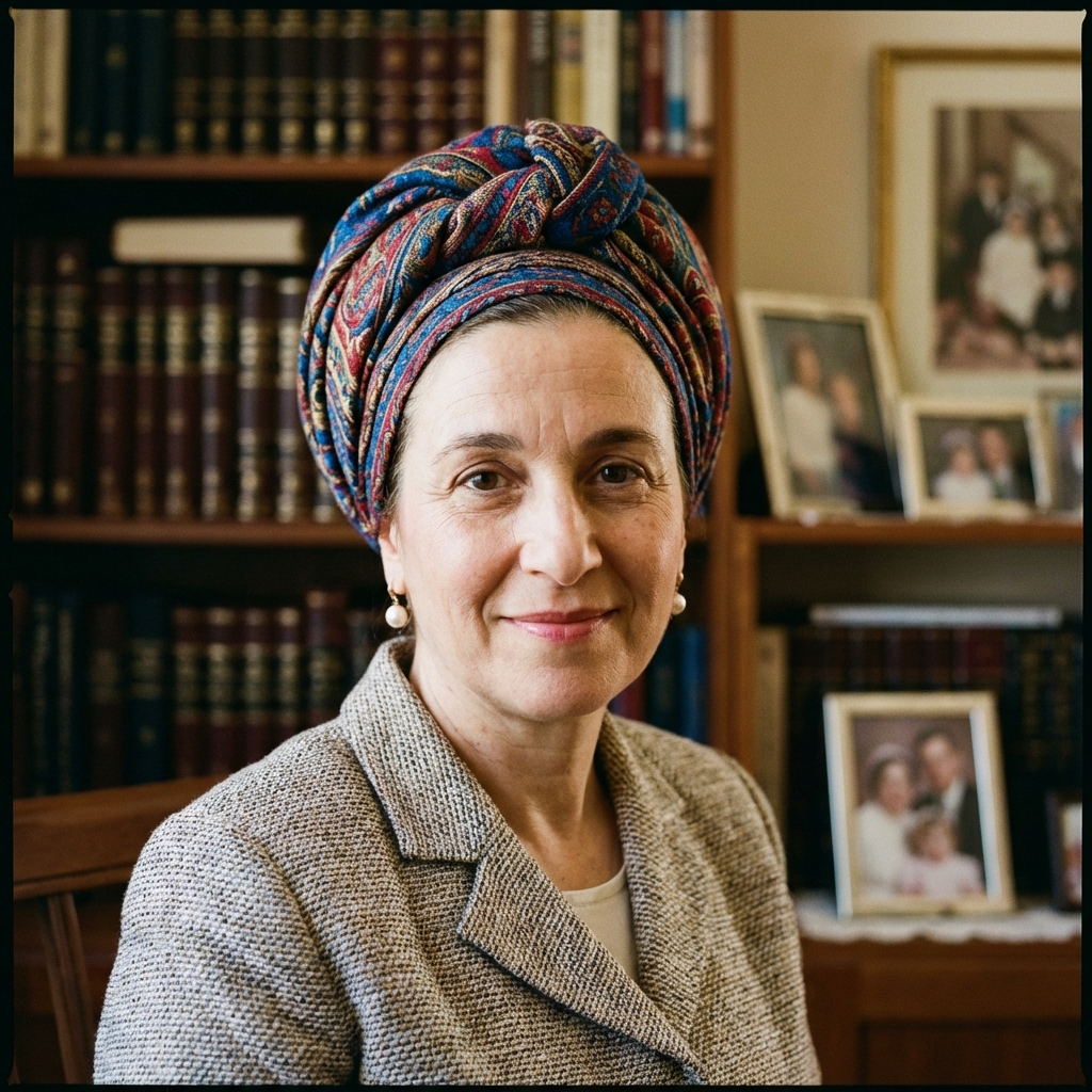 Femme juive portant un tichel élégant