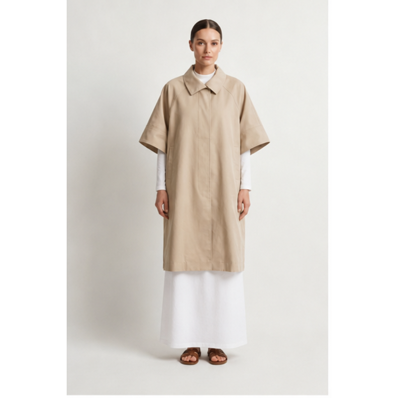 Trench-cape beige oversize Tsniout — 100 % polyester