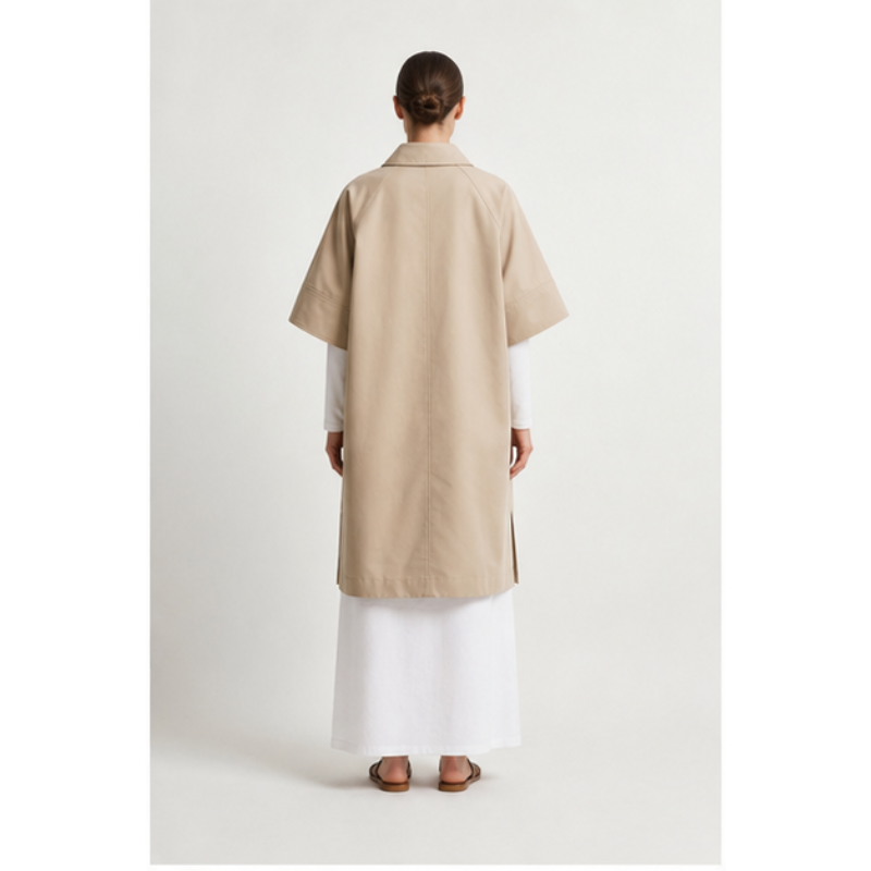Trench-cape beige oversize Tsniout — vue 2 — 100 % polyester