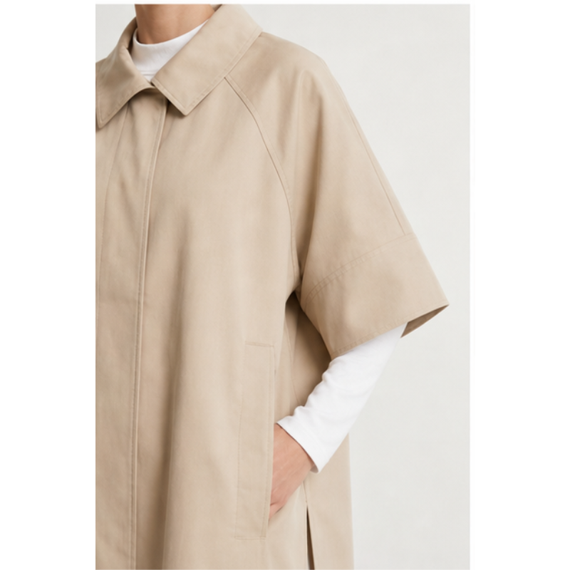 Trench-cape beige oversize Tsniout — vue 4 — 100 % polyester
