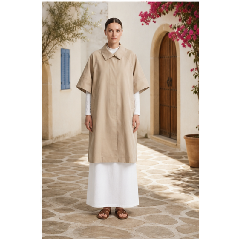 Trench-cape beige oversize Tsniout — vue 6 — 100 % polyester