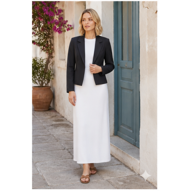 Blazer court noir Tsniout — vue 6 — Tissu souple noir, coupe tailleur
