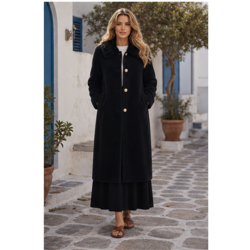 Manteau long fausse fourrure Tsniout — vue 3 — Fausse fourrure douce, coupe longue