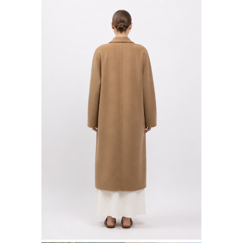 Manteau long camel en laine fait main Tsniout — vue 2 — Drap 70 % laine, 30 % polyester