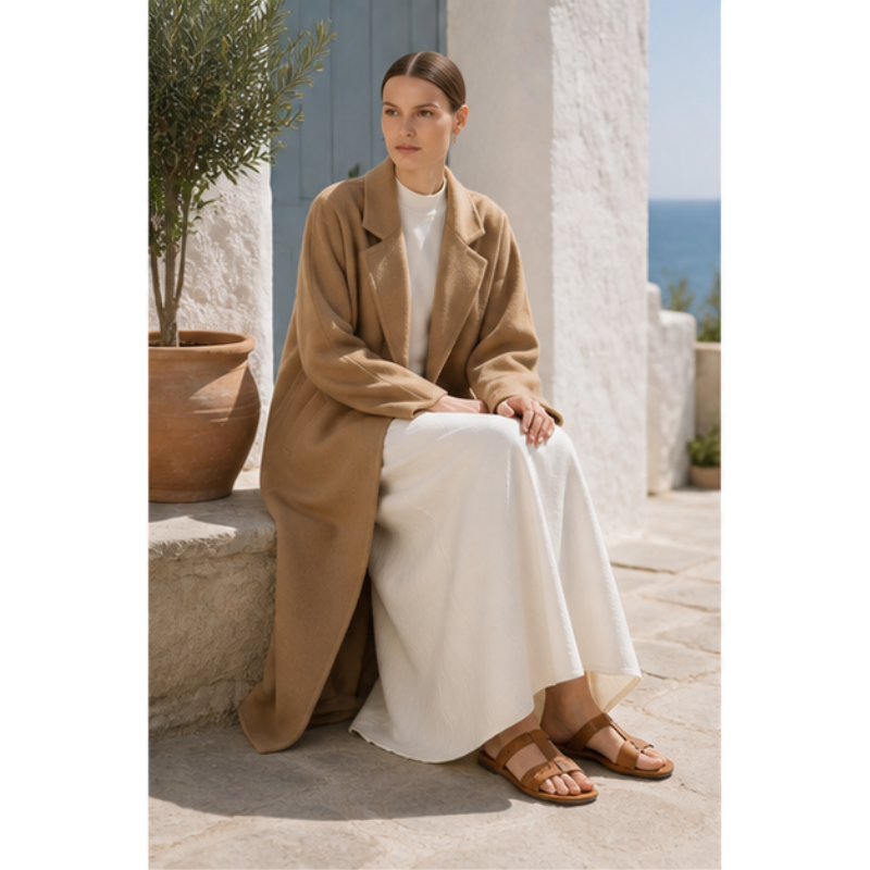 Manteau long camel en laine fait main Tsniout — vue 5 — Drap 70 % laine, 30 % polyester