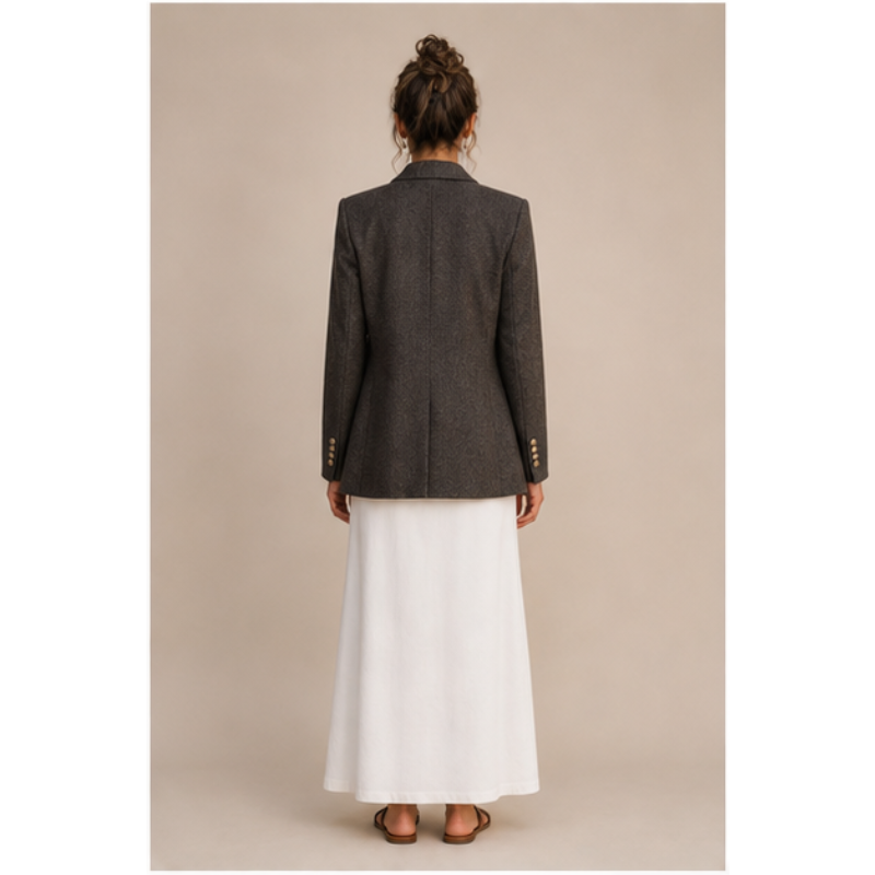 Blazer gris structuré Tsniout — vue 2 — 100 % polyester, texture chevron