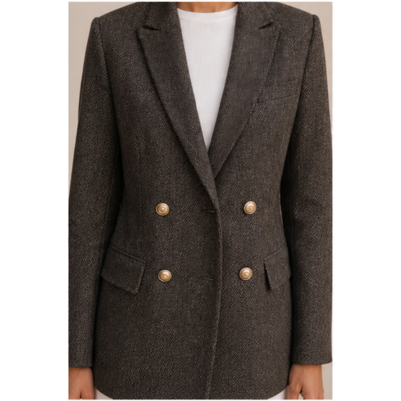 Blazer gris structuré Tsniout — vue 4 — 100 % polyester, texture chevron