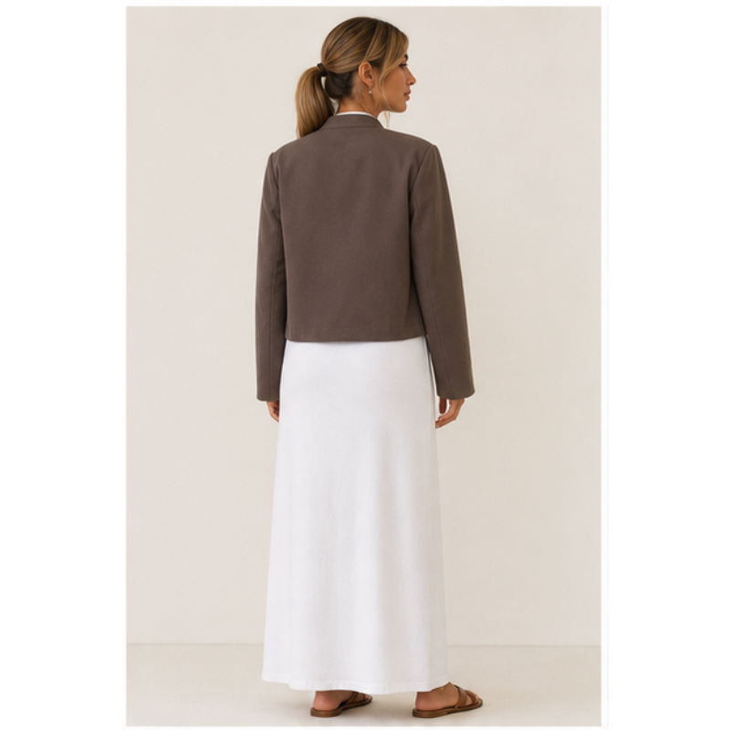 Veste officier brun foncé à galons dorés Tsniout — vue 2 — Tissu doublé, galons dorés
