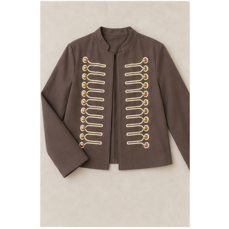 Veste officier brun foncé à galons dorés Tsniout — vue 4 — Tissu doublé, galons dorés
