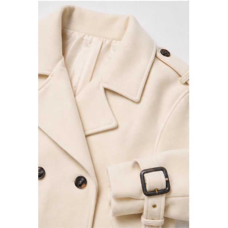 Veste courte ivoire double boutonnage Tsniout — vue 4 — Tissu doublé ton sur ton