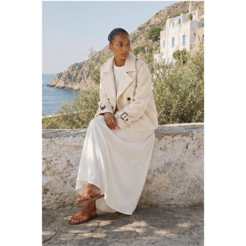 Veste courte ivoire double boutonnage Tsniout — vue 5 — Tissu doublé ton sur ton