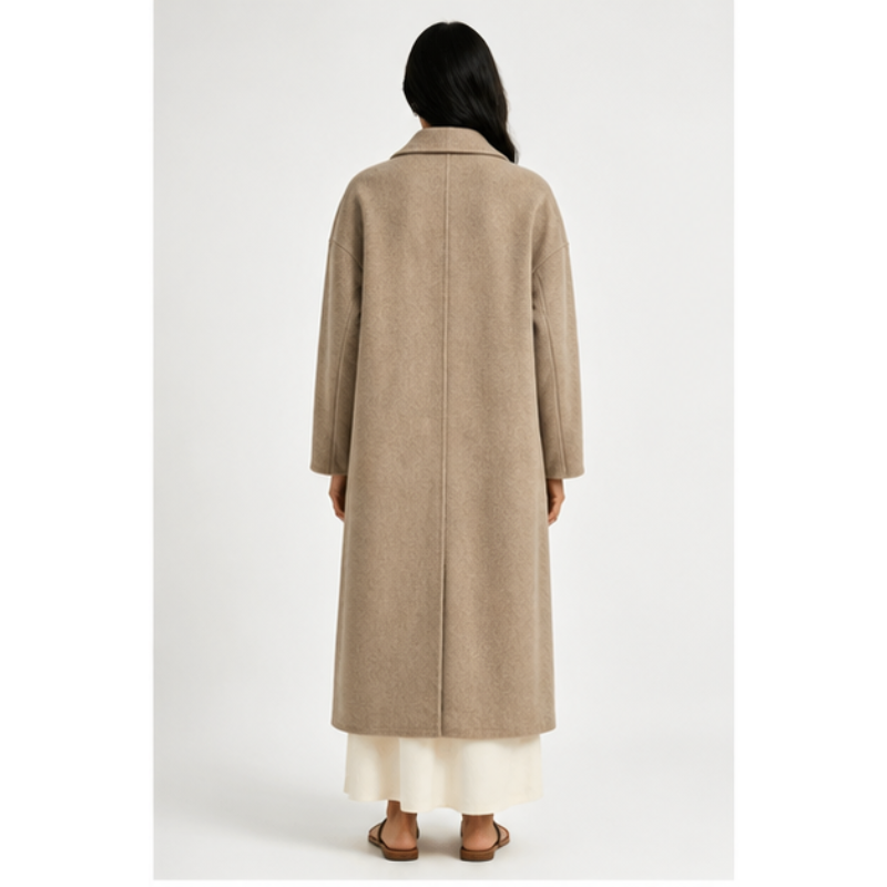 Manteau long taupe oversize Tsniout — vue 2 — Laine mélangée, toucher cachemire