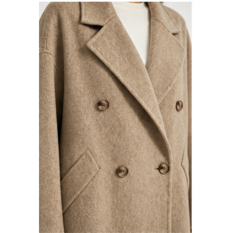 Manteau long taupe oversize Tsniout — vue 4 — Laine mélangée, toucher cachemire