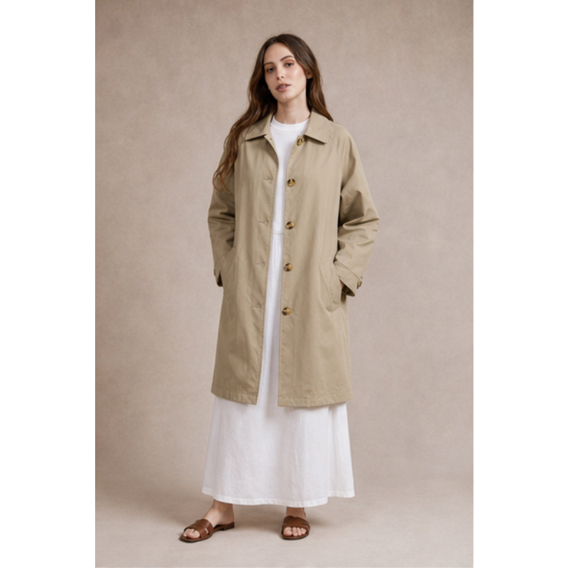 Trench mi-long beige Tsniout — Tissu léger et fluide