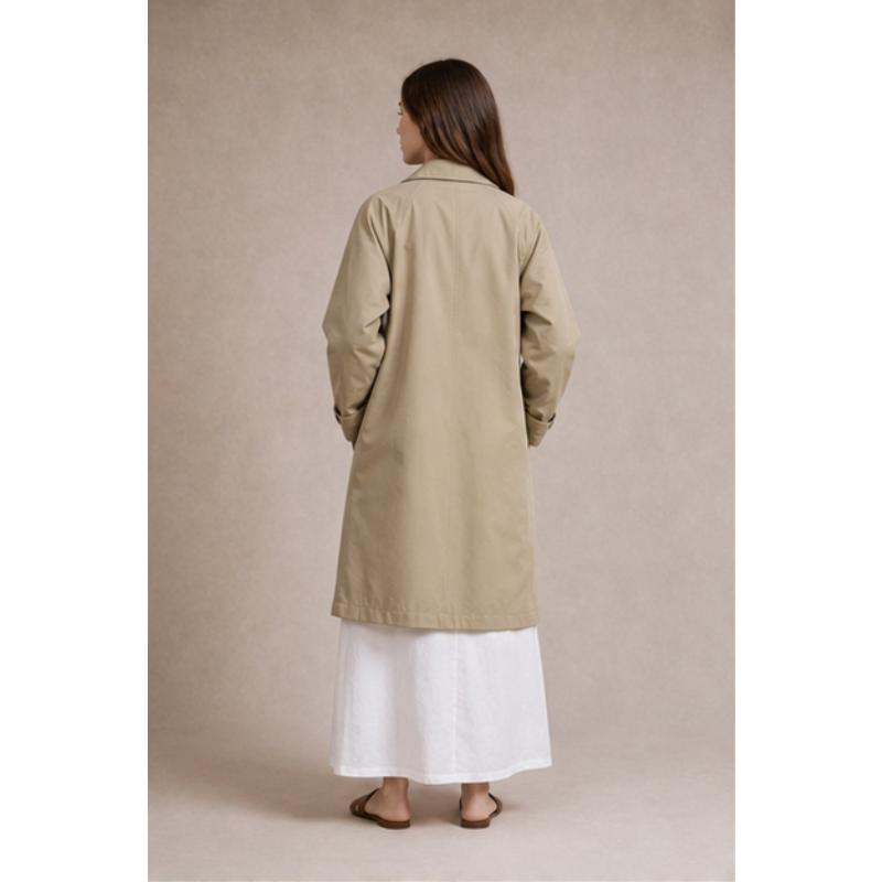 Trench mi-long beige Tsniout — vue 2 — Tissu léger et fluide