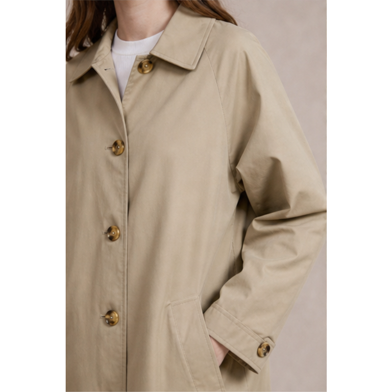 Trench mi-long beige Tsniout — vue 4 — Tissu léger et fluide