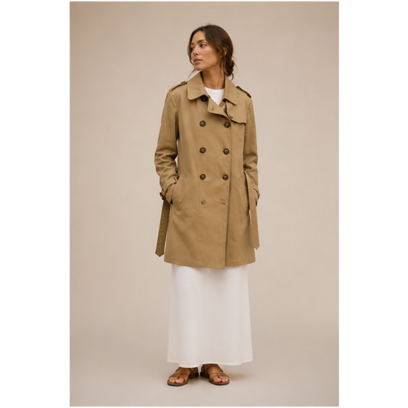 Trench fluide beige Tsniout — 100 % polyester léger et fluide