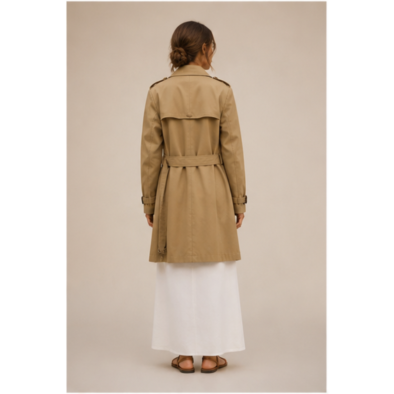 Trench fluide beige Tsniout — vue 2 — 100 % polyester léger et fluide