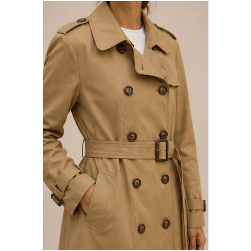 Trench fluide beige Tsniout — vue 4 — 100 % polyester léger et fluide