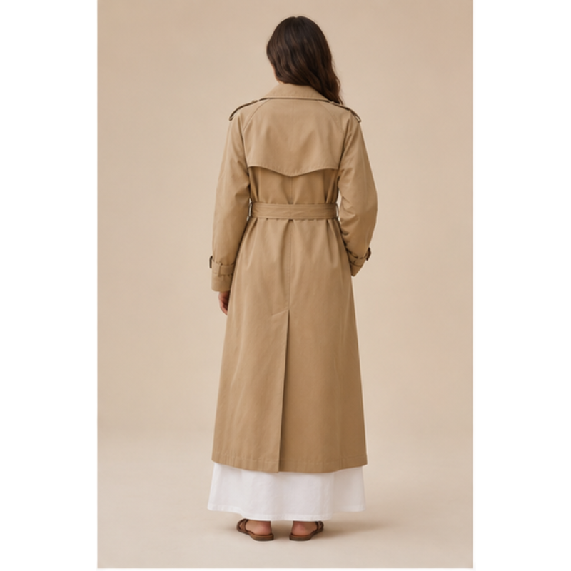 Trench long beige ceinturé Tsniout — vue 2 — Tissu léger et fluide
