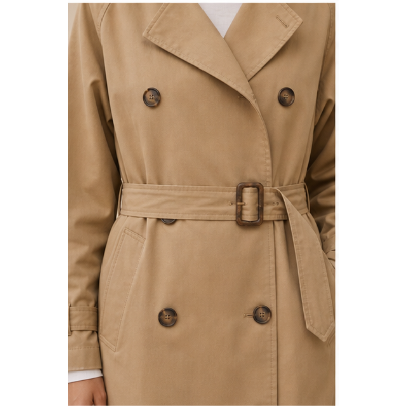 Trench long beige ceinturé Tsniout — vue 4 — Tissu léger et fluide